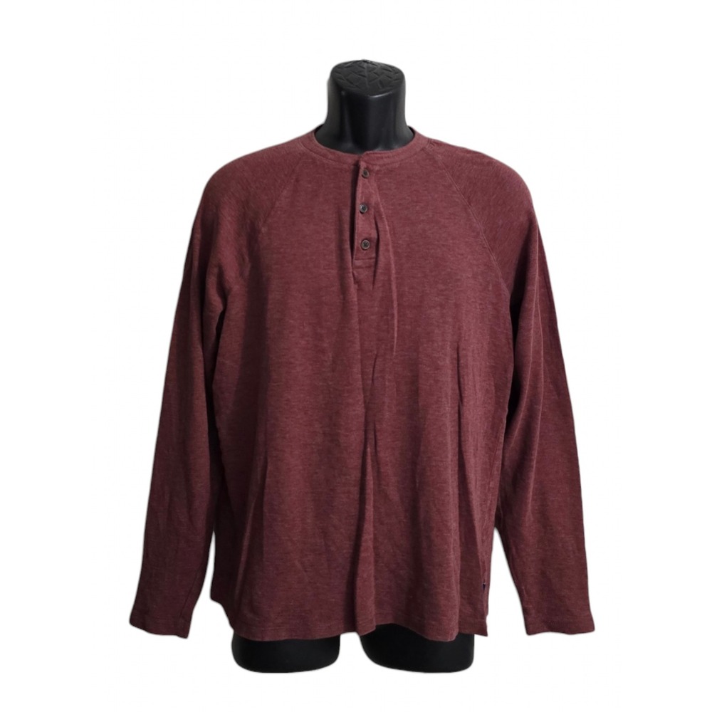 ROWM Red Heathered Long Sleeve Henley Shirt Sz S